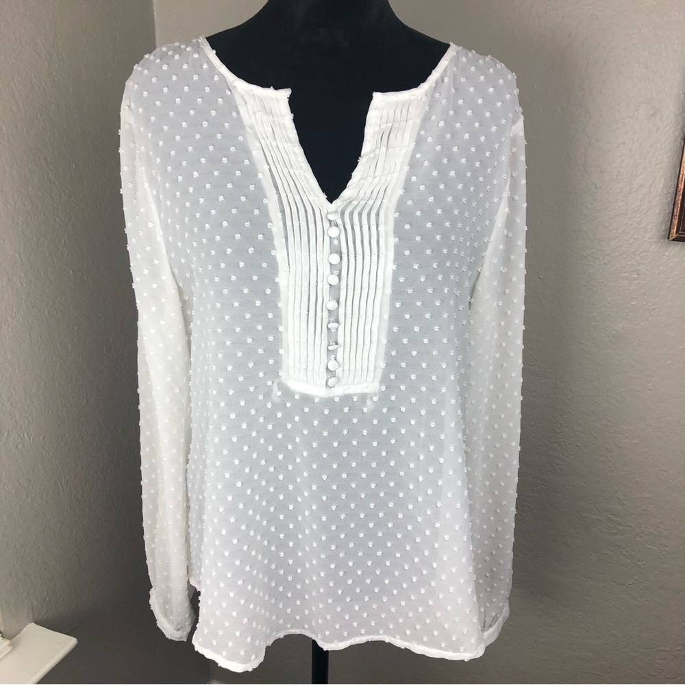 Brixon Ivy Blouse Polka Dot Sheer XL White
